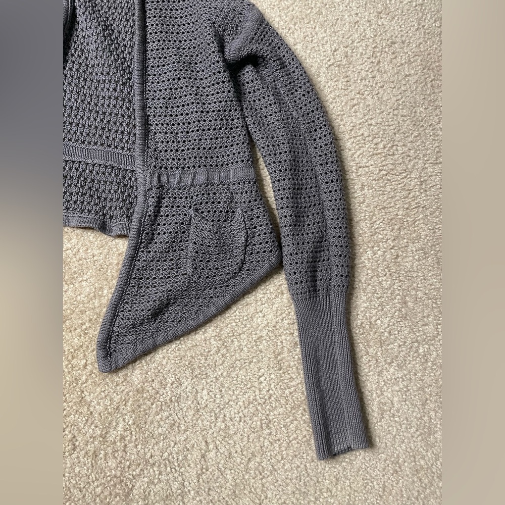 Free People Grey Crochet Knitted Cardigan Sweater - Picture 6 of 8